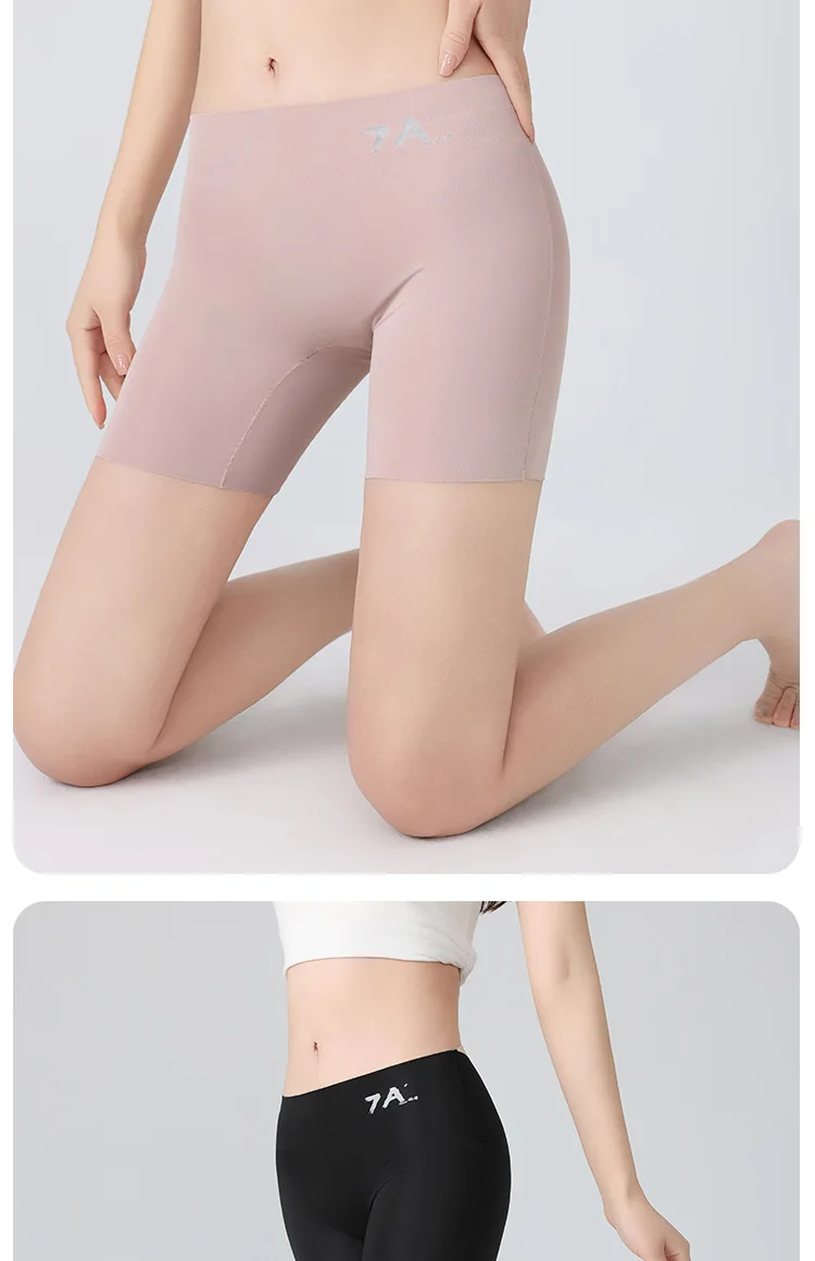 Sommer Neuheit: Damen-Shorts mit Hoher Taille, Nahtlose Sicherheitshose, Blendfreie, Abriebfeste Unterhose, Bauchweg-Effekt, Nicht-kräuselnde Basis-Hose – Detail 17