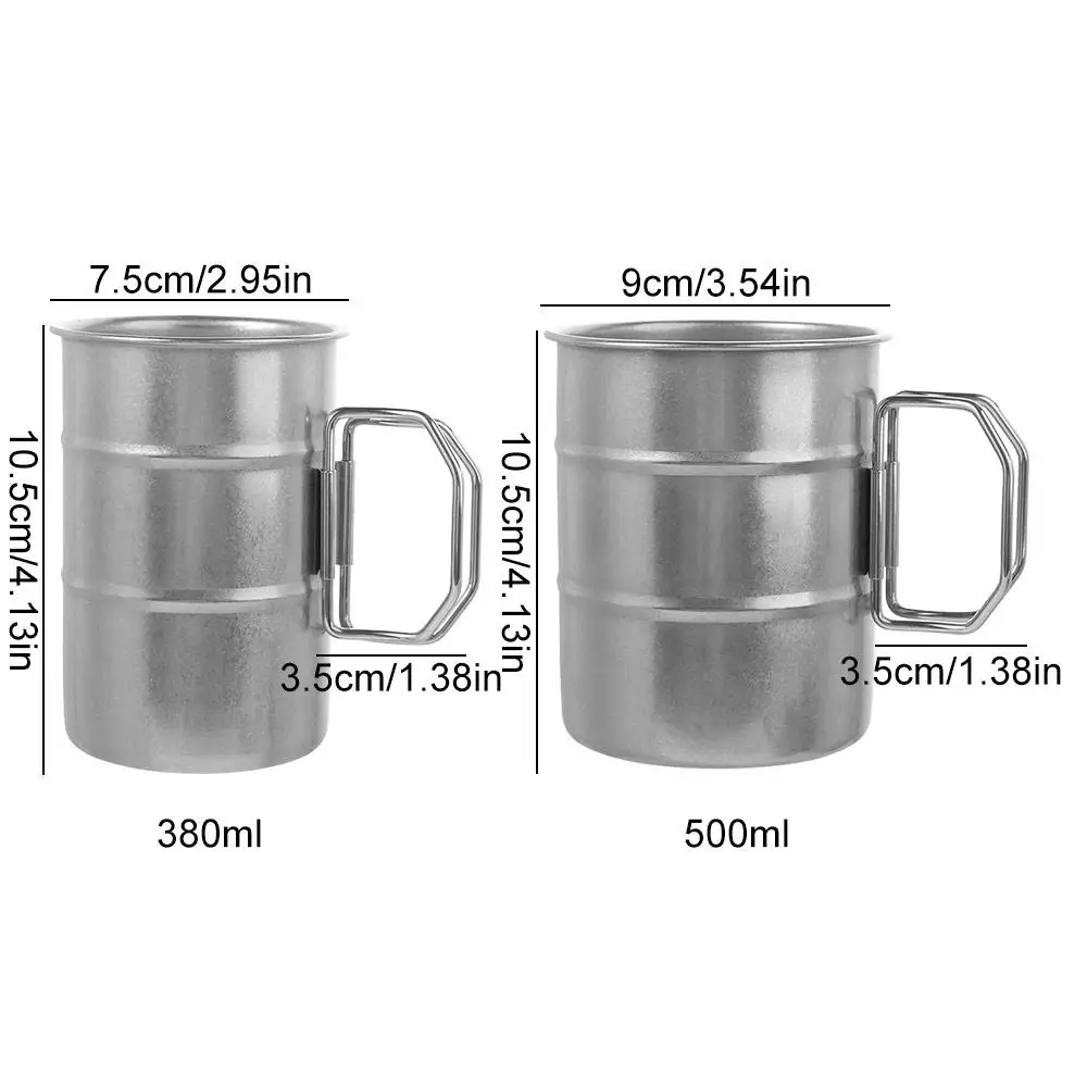 แก้วน้ำสแตนเลสแบบพับได้ รูปทรงถังน้ำมัน ป้องกันการลวก แก้วน้ำวินเทจ ทนความร้อน จับถนัดมือ