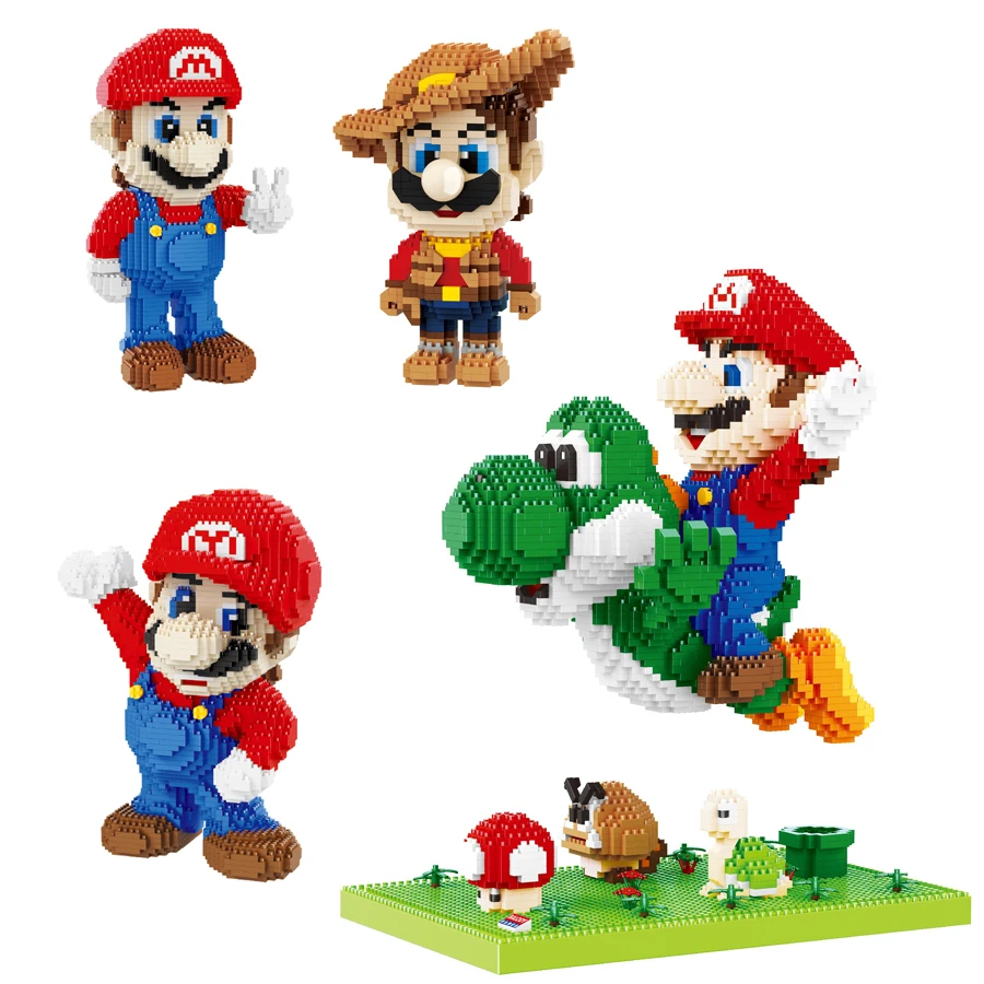 Children Toys Super Mario Action Figure Micro Building Blocks Cartoon Toys Marios Bros Birthday Gifts