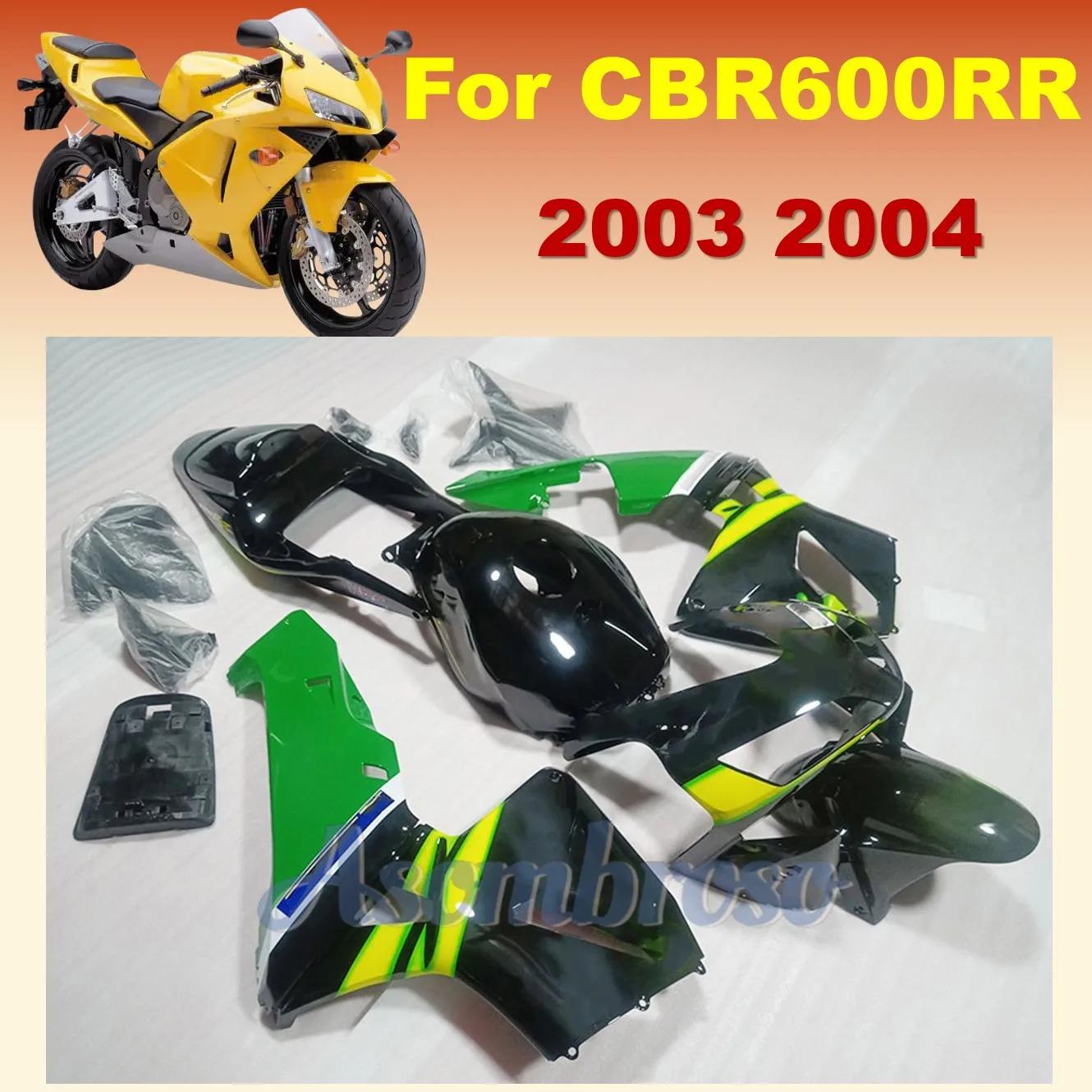 CBR600RR 2003 2004 Full Body Fairings Kits CBR 600RR Abs Plastic Injection Molding for CBR 600RR 03 04 movistar green black