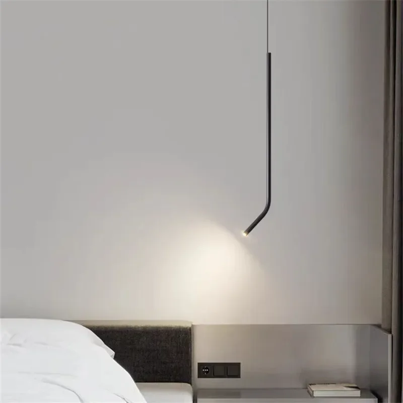 

Postmodern Minimalist Curved Line Pendant Lamp Bedsides Long Full Copper Spotlight Bedroom Bar Kitchen Restaurant Hanging Light