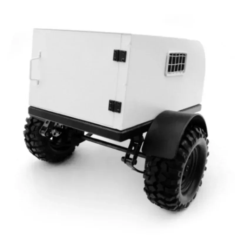 Simulation Metal White Trailer with Box for 1/10 RC Crawler Car Traxxas TRX4 Defender AXIAL SCX10 RC4WD RTG KM Accessories