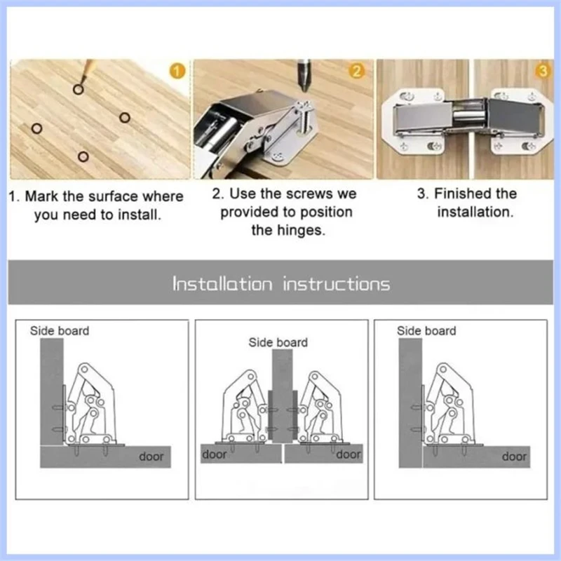 10/2PCS 90 Degree Steel Cabinet Hinges No-Drilling HoleHydraulic Buffer Hinge Kitchen Cabinet Cupboard Hinges Furniture Hardware image 5
