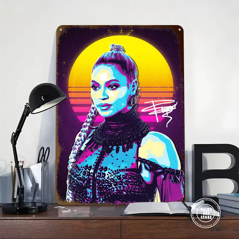 Beyoncé Retro Pop Art 3D Texture Printed Poster Custom Vintage Metal Tin Plate Sign for Wall Art Home Decor Accessories House