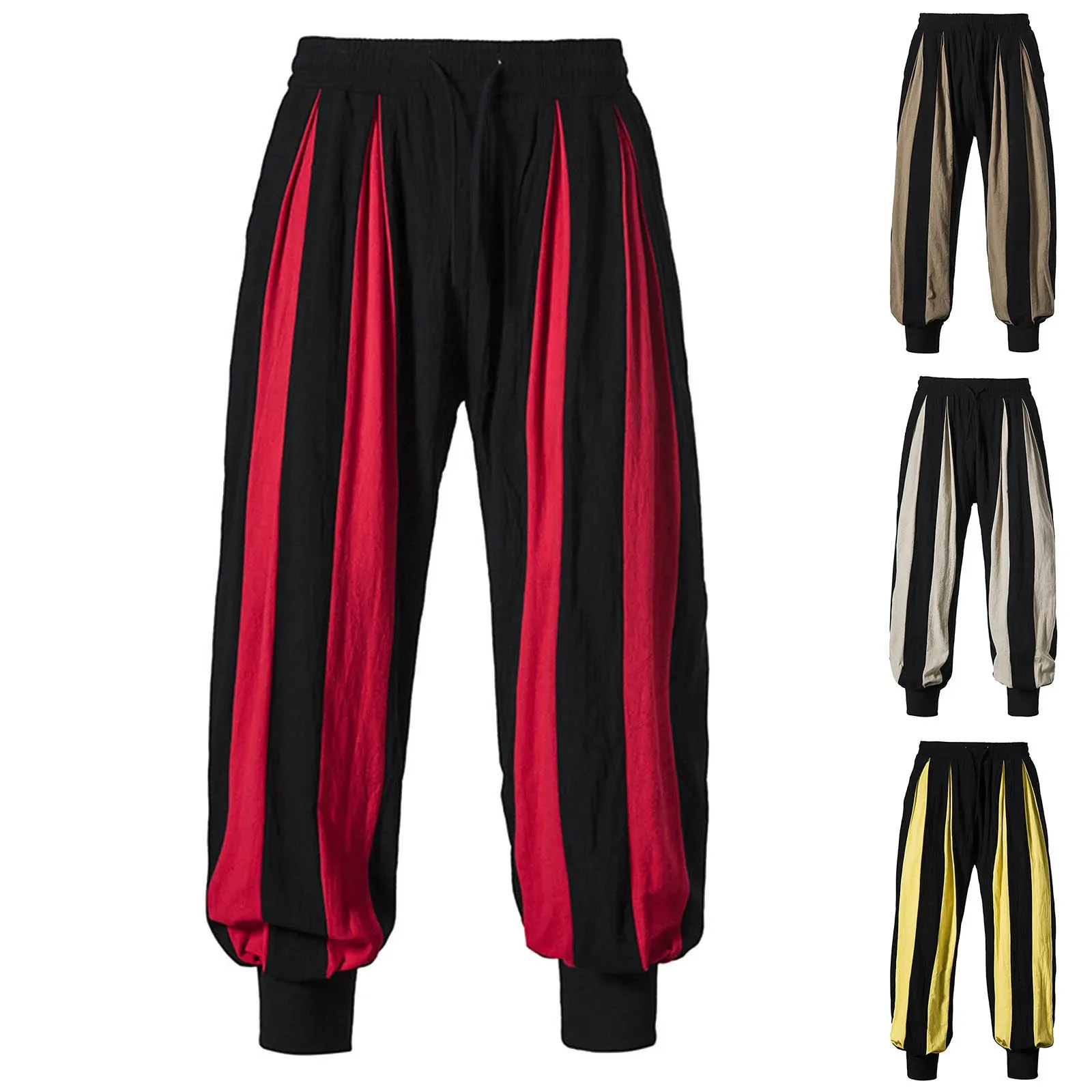 

Mens Fashion Color Matching Tracksuit Pants Harlan Pants Casual Pants Jogging Work Cargo Trousers Male