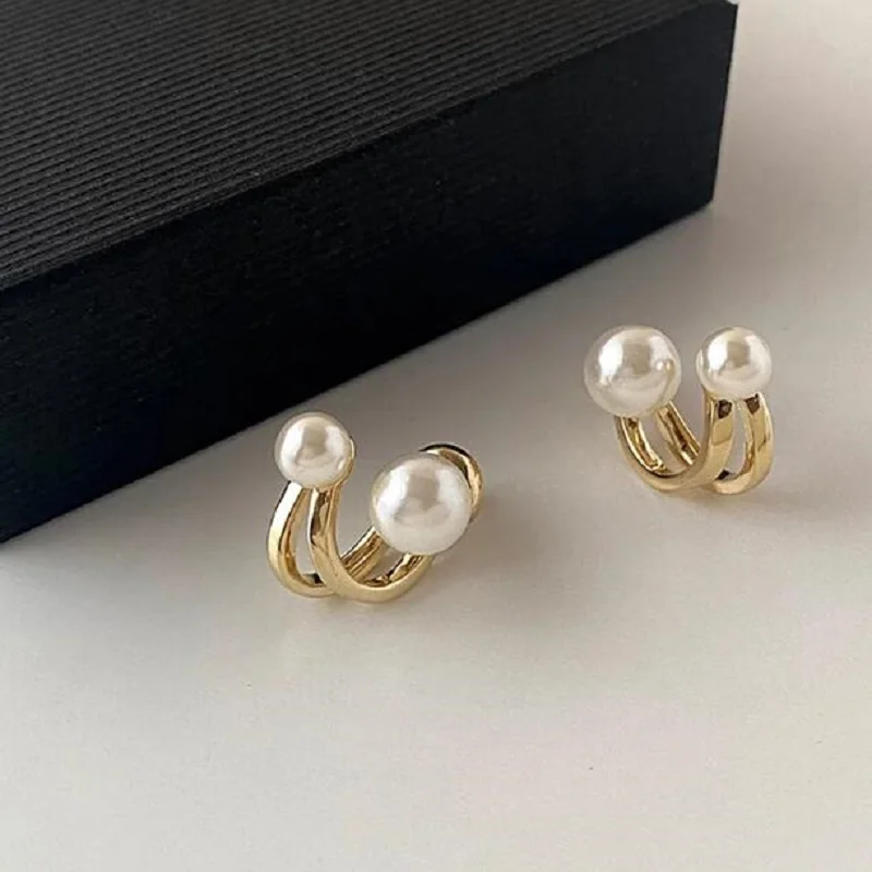 Pearl Ear-rings Gold Irregular Stud Earrings New Trendy Silver Needle Prevent Allergy High-end Design Elegant Female Ear Jewelry