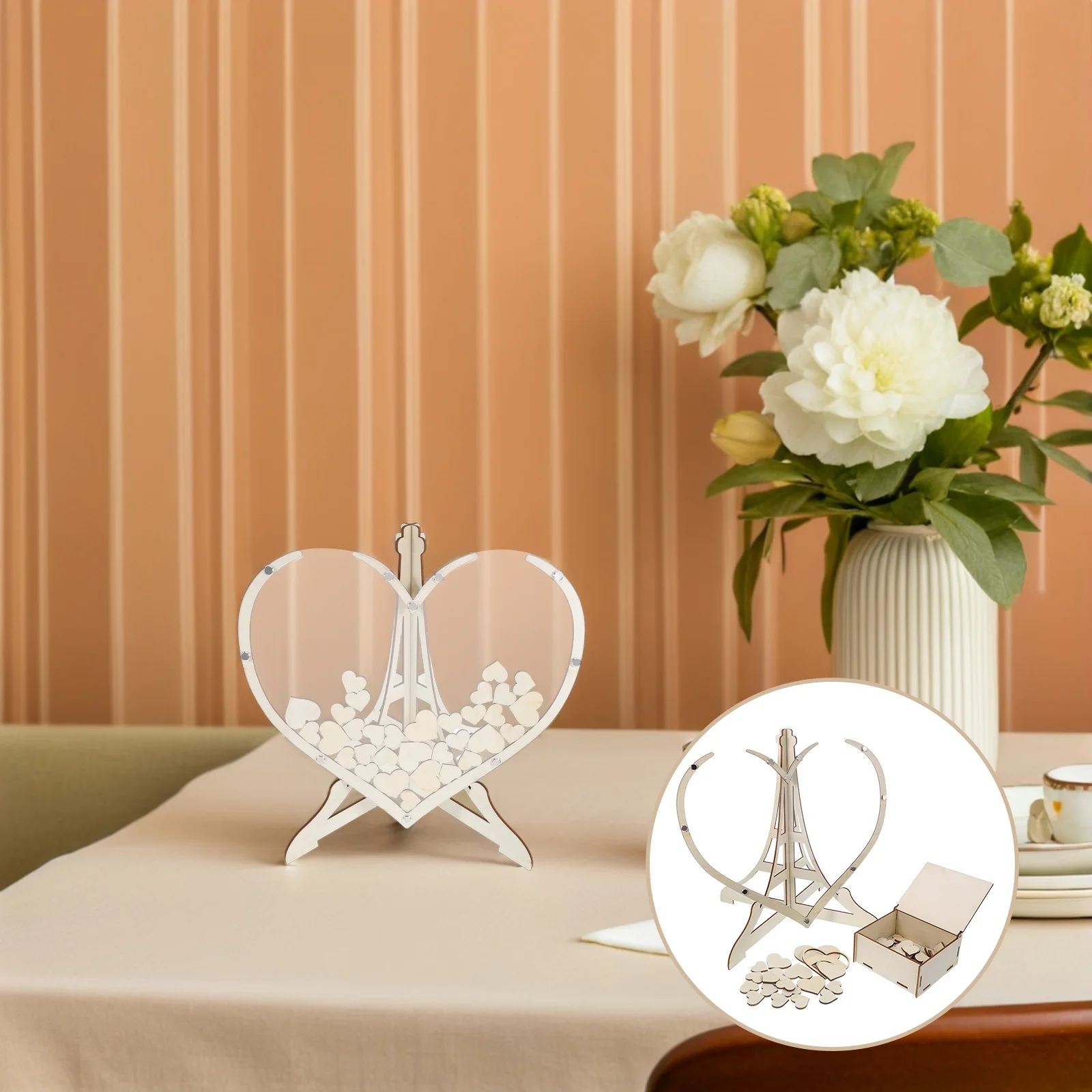 

Wooden Heart Wedding Guest Drop Box Rustic Style Keepsake Storage Box Blank Hearts for Wedding Decoration Heart Shape Wood Decor