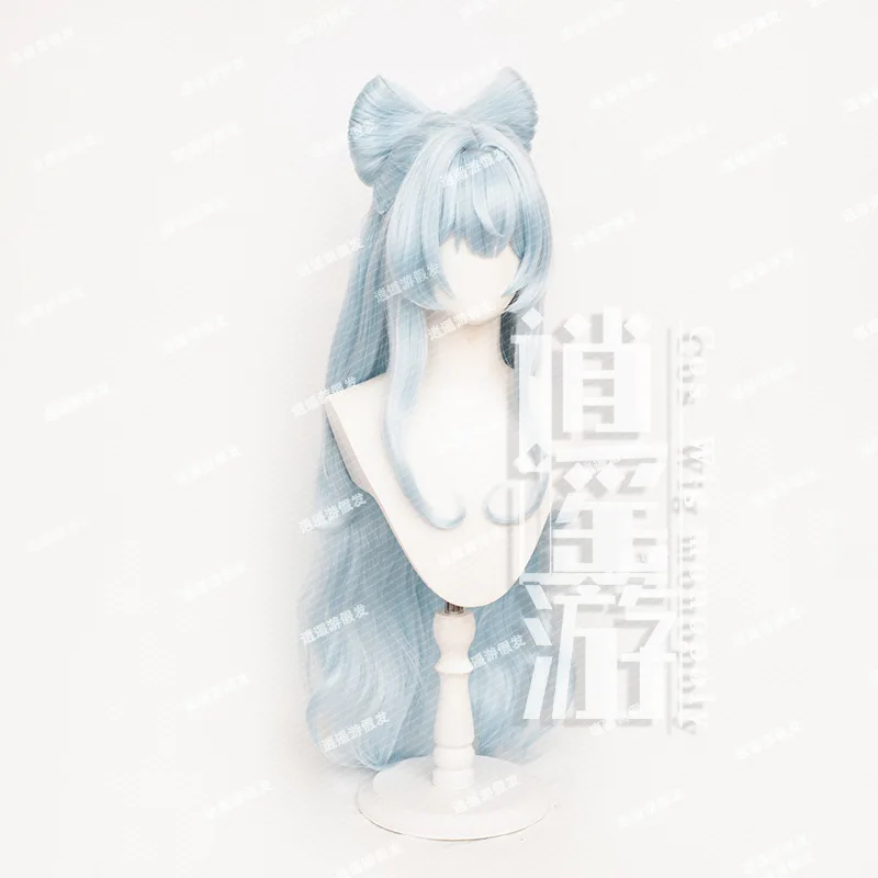 Genshin Impact Mengjian Yue Ruixi Cosplay Wig Inazuma Simulation Scalp Top Clip Bow Halloween Gift