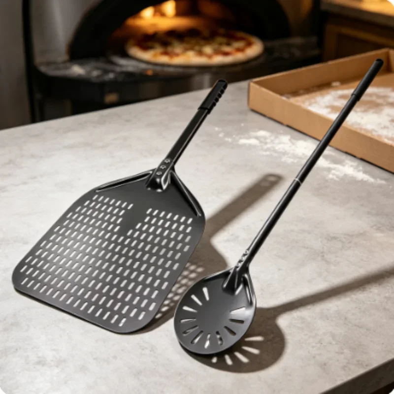 6-14 Inch Hard Anodized Aluminum Pizza Peel, Baking Spatula Paddle for Pizza Oven Bread Making