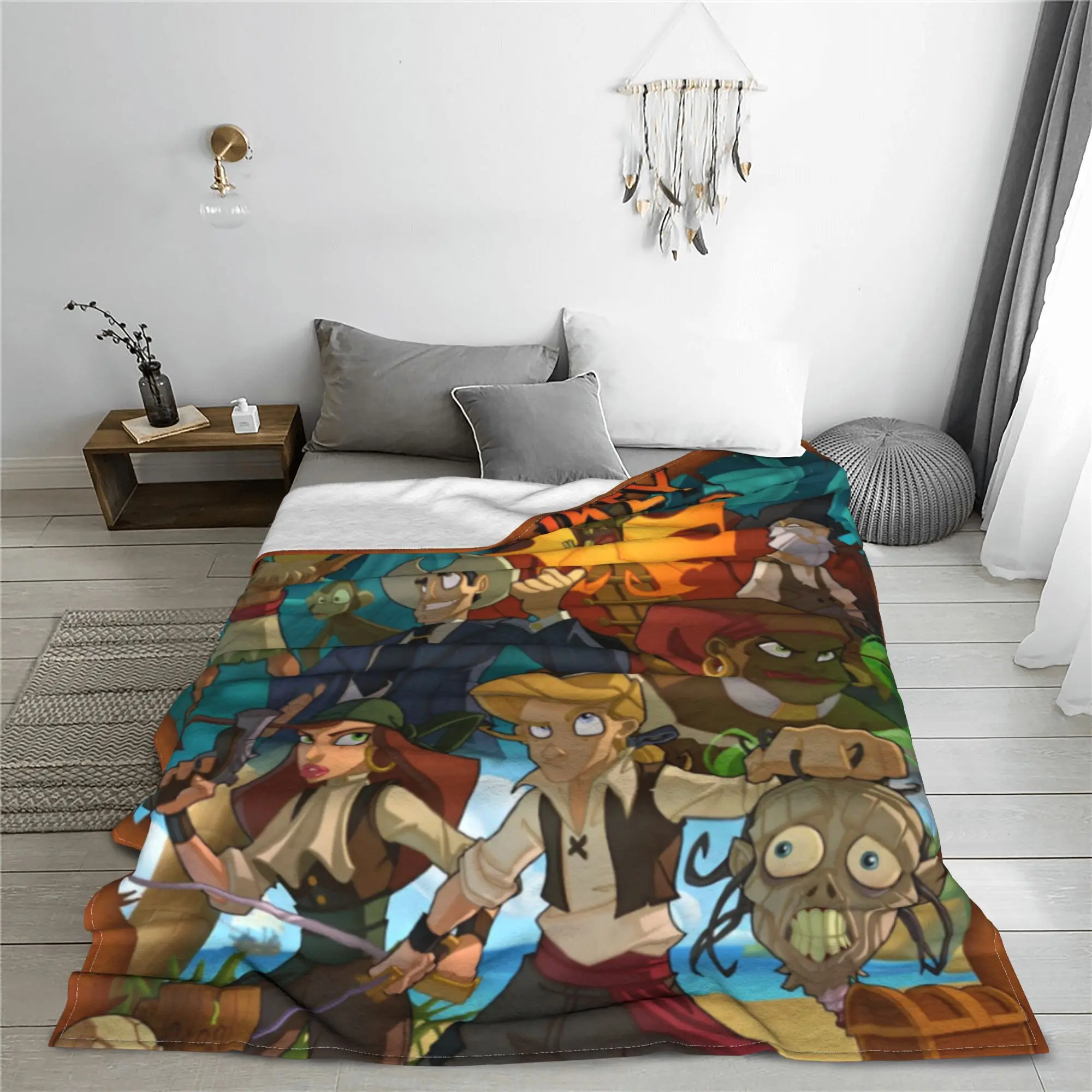 The Secret of Monkey Island Plush Blankets Funny Game Funny Throw Blankets for Sofa Bedding Lounge 200x150cm Quilt Ultra-Soft