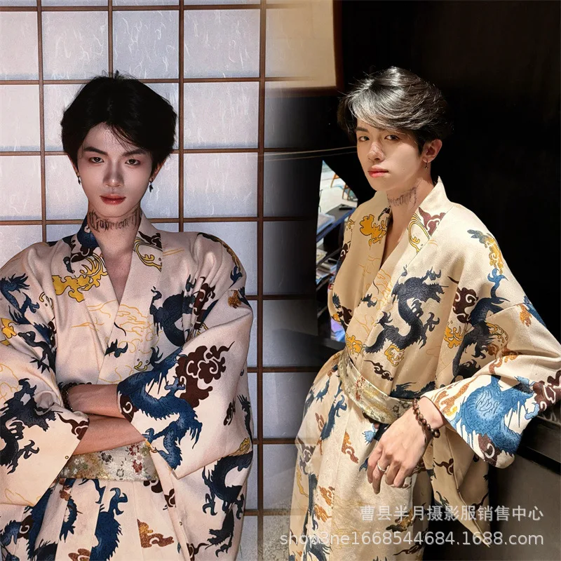 

Черное летнее темно-синее японское традиционное самурайское кимоно для мужчин, купальный халат юката, Hekoobi, свободная стильная домашняя одежда, длинное хлопковое платье