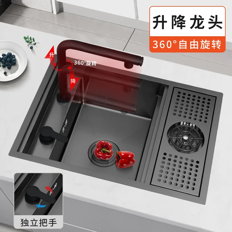 

Black Hidden 304 Stainless Steel Nakajima Bar Cup Washer Sink with Cover Mini Small Single Sink Vegetable Wash Basin