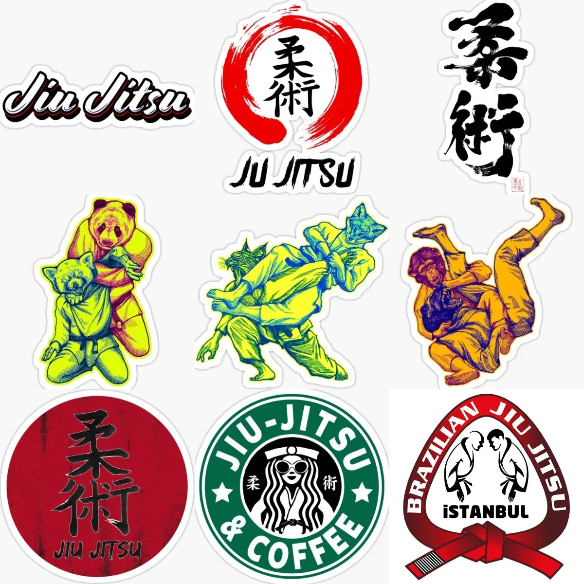 Jiu Jitsu Strangulation PVC Stickers for Wall Room Truck Window Bicycle Fridge Table Car Off-road Helmet Decal Customizable