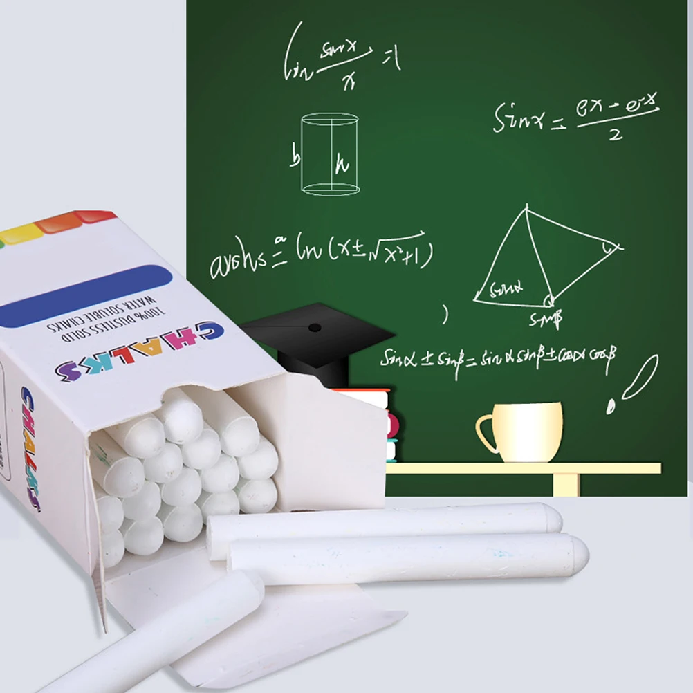 

20Pcs Washable Dustless Chalks Eco-Friendly White Water Soluble Suitable for Kids Blackboard Driveway Playgrounds Easy to Wipe