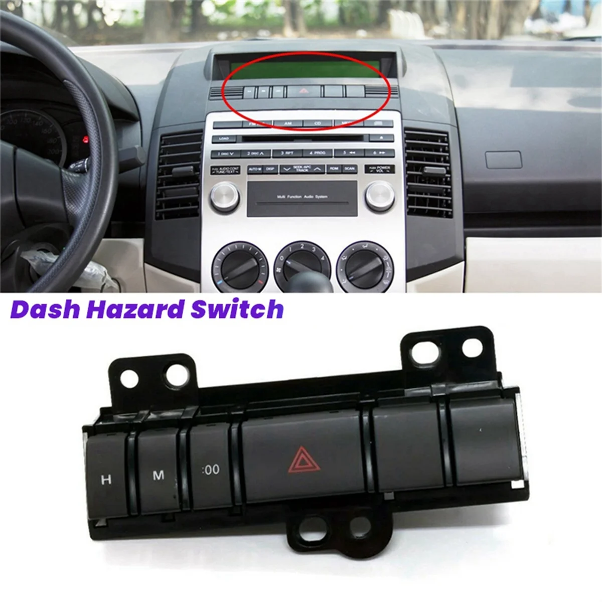 Car Instrument Panel Hazard Switch for Mazda 5 08-2010 CD87-66-170C C29166170C Dash Emergency Light Double Flash Button