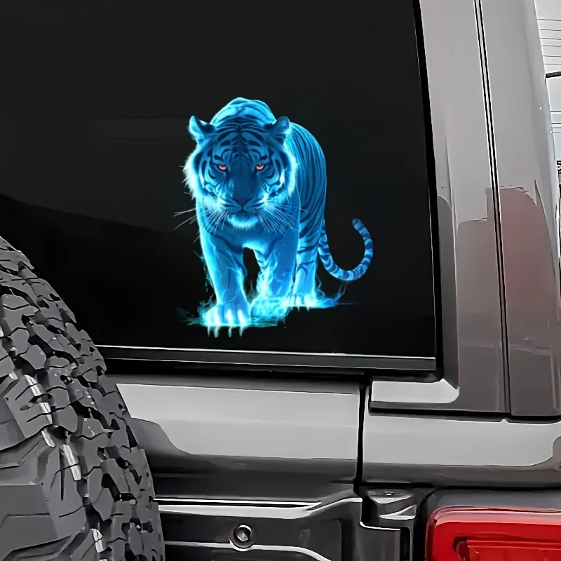 1PC Blue Flame Tiger Motorcycle Stickers Waterproof for Scooter Fuel Tank Vinyl Decals DIY Car Window Bumper Body Decoration image 4