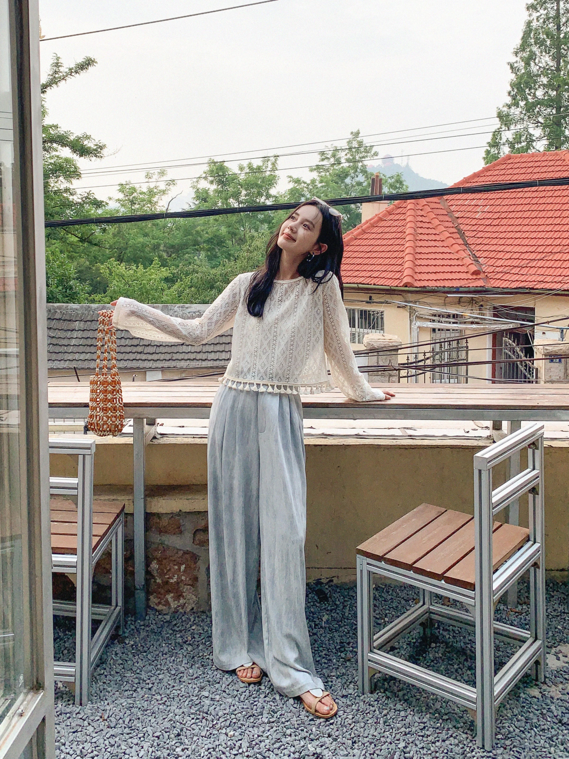 Vintage Wide Leg Pants for Women Summer Loose Lightweight Trousers High Waist Textured Straight Leg Old Money Style Long Pants