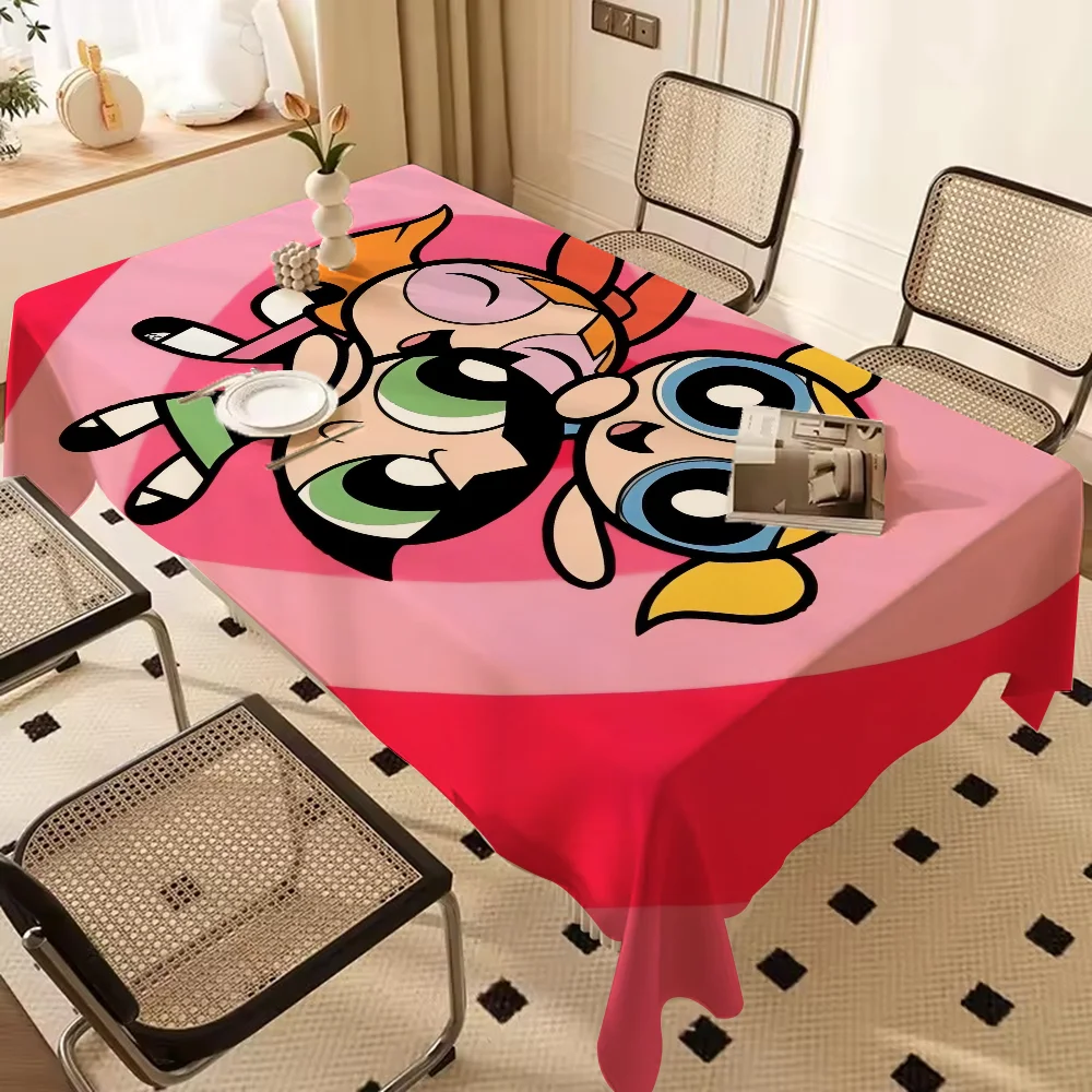 غطاء طاولة للفتيات من T-The Powerpuff غطاء طاولة لأعياد الميلاد ومستلزمات الحفلات وأدوات المائدة والحفلات