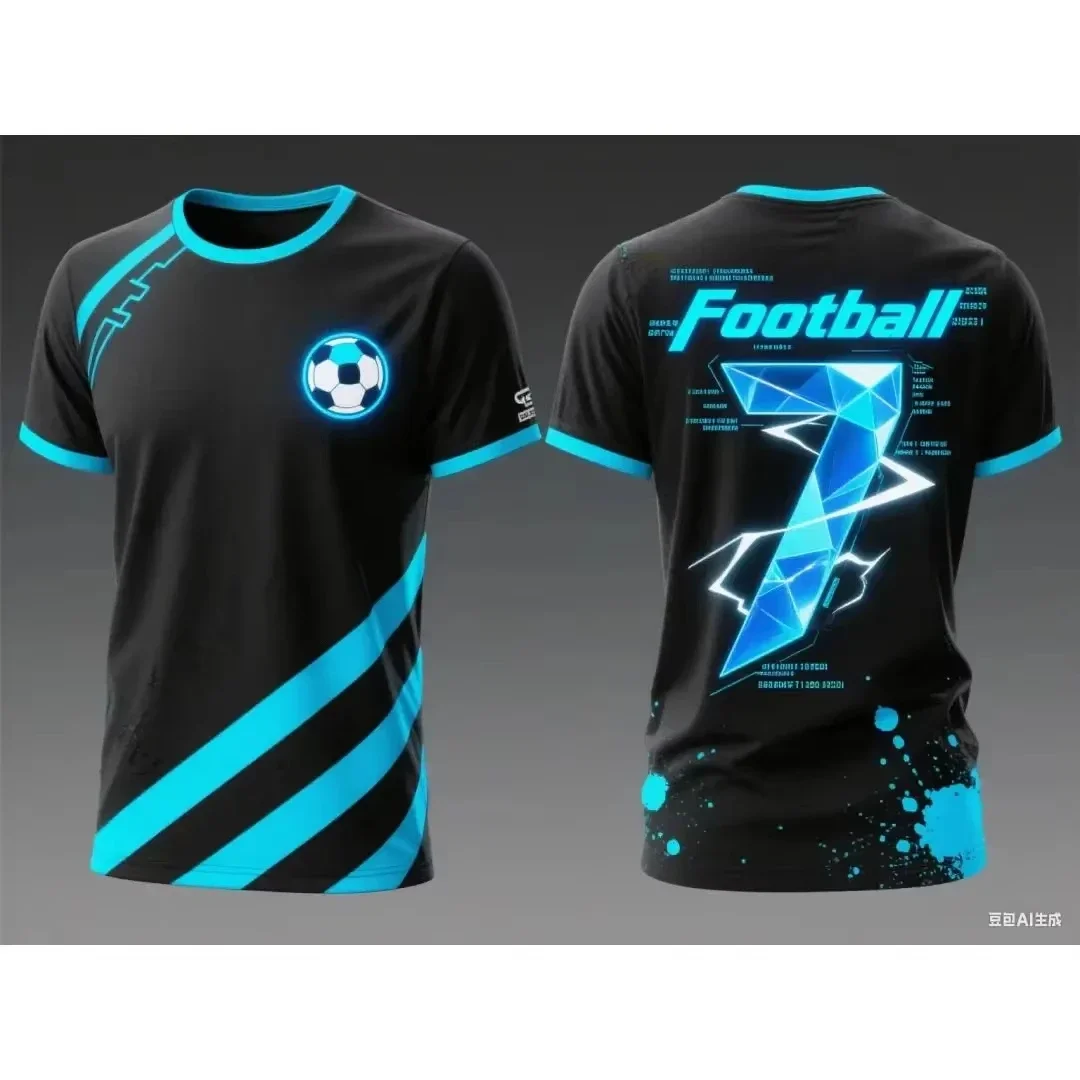 Men's Football Shirt Summer Outdoor Sports Quick-drying Fitness Raining Round neck T-shirt 3D Print Short Sleeve Tops