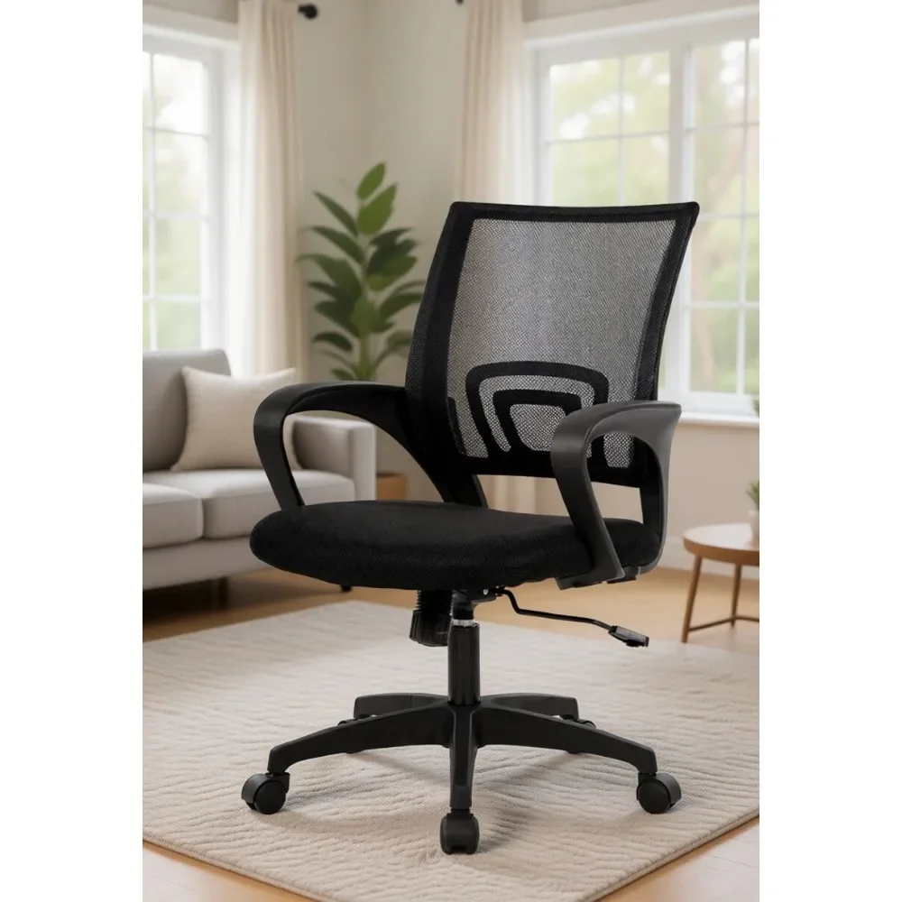 Ergonomic Mid-Back Swivel Desk Chair with Lumbar Support and Adjustable Features
