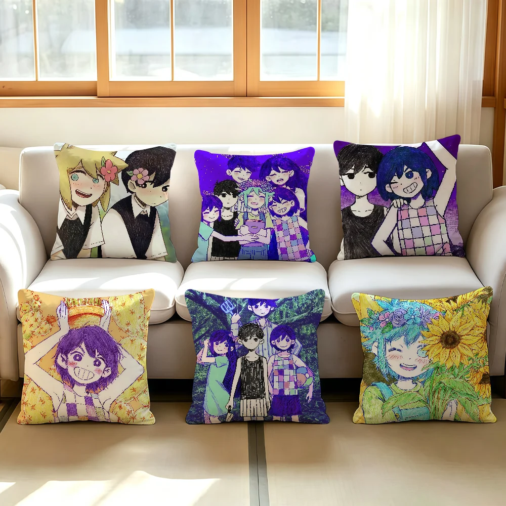 Video game O-Omori cushion cover Comfortable Decorative For Bedroom Living room Dormitory Picnic and Holiday Decoration