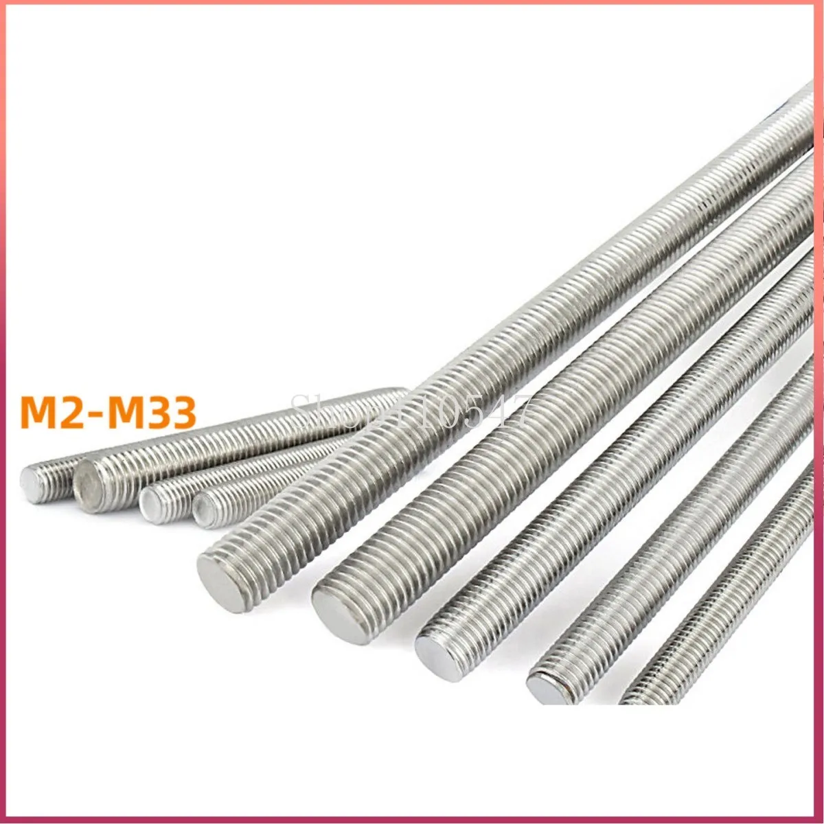1/2/10Pcs 304 Stainless Steel Full Threaded Rod Bolt Length 16mm - 500mm Fully Metric Headless Thread Stud Rods Screws M6 M8