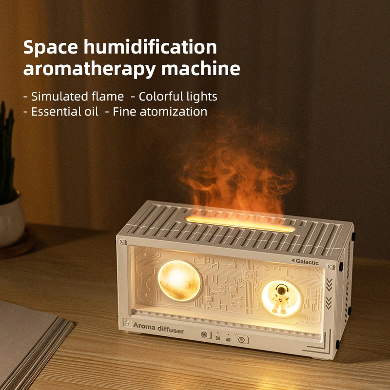 331 Astronaut Flame Aroma Diffuser 300ml USB Ultrasonic Humidifier 7 Colors LED Night Light Timer Essential Oil Diffuser Desktop