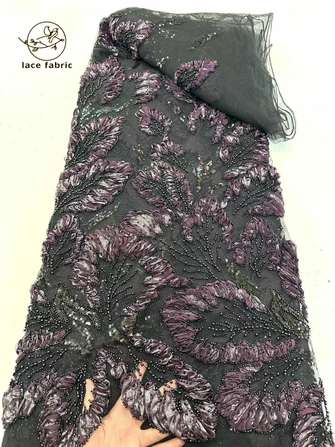 African 3D Lace Fabric 2026 Embroidery Luxury French Mesh with Sequins Beads Nigerian Tulle Lace for Wedding Party Dress Latest