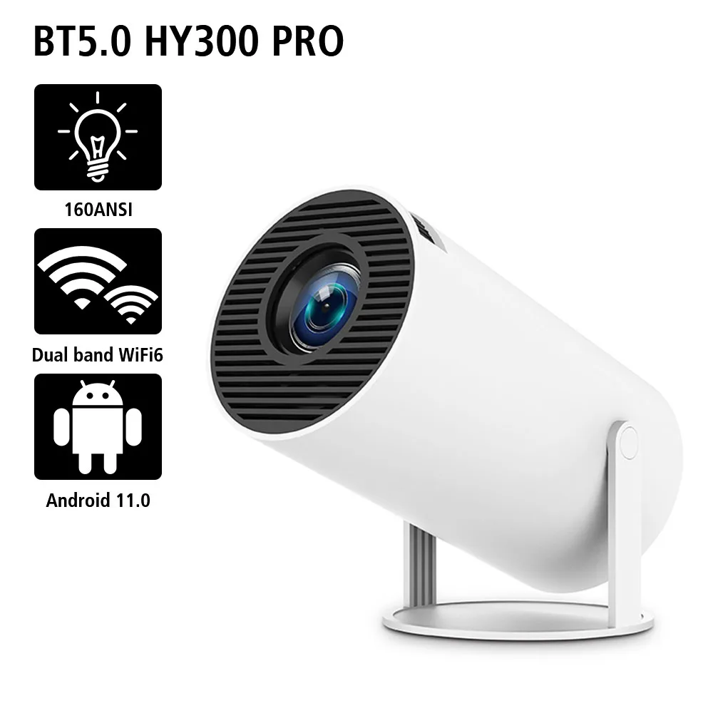 Home Cinema Projetor 1280*720P HD 160ANSI HY300 pro Outdoor Portable Projetor Android11 Support 4K 1080P Dual Wifi6 BT5.0