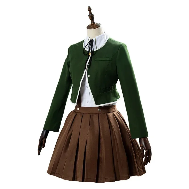 

dd12Anime Danganronpa Chihiro Fujisaki Cosplay Costume JK School Uniform Suits Brown Pleated Skirt set Halloween Costumes for Wo