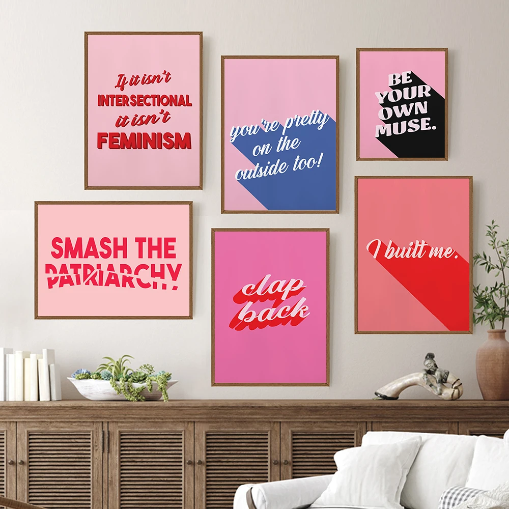 Fashion Modern Quote Typography Art Poster Print Patriarchy Pink Canvas Painting Room Home Decor Young Girl Female Dormitory