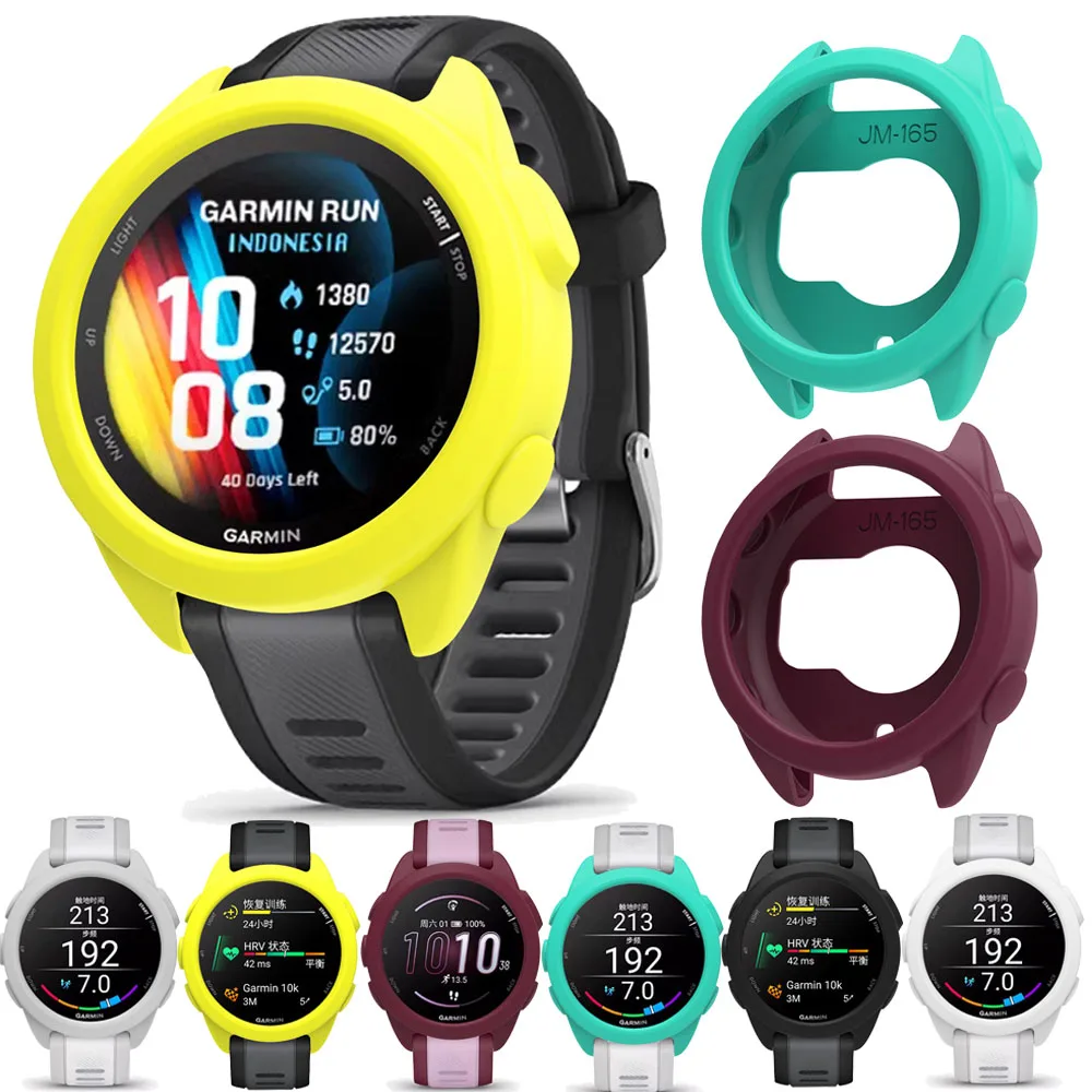 حافظة حماية للساعة لساعة Garmin Forerunner 165 الذكية من السيليكون الناعم وغطاء حماية للشاشة