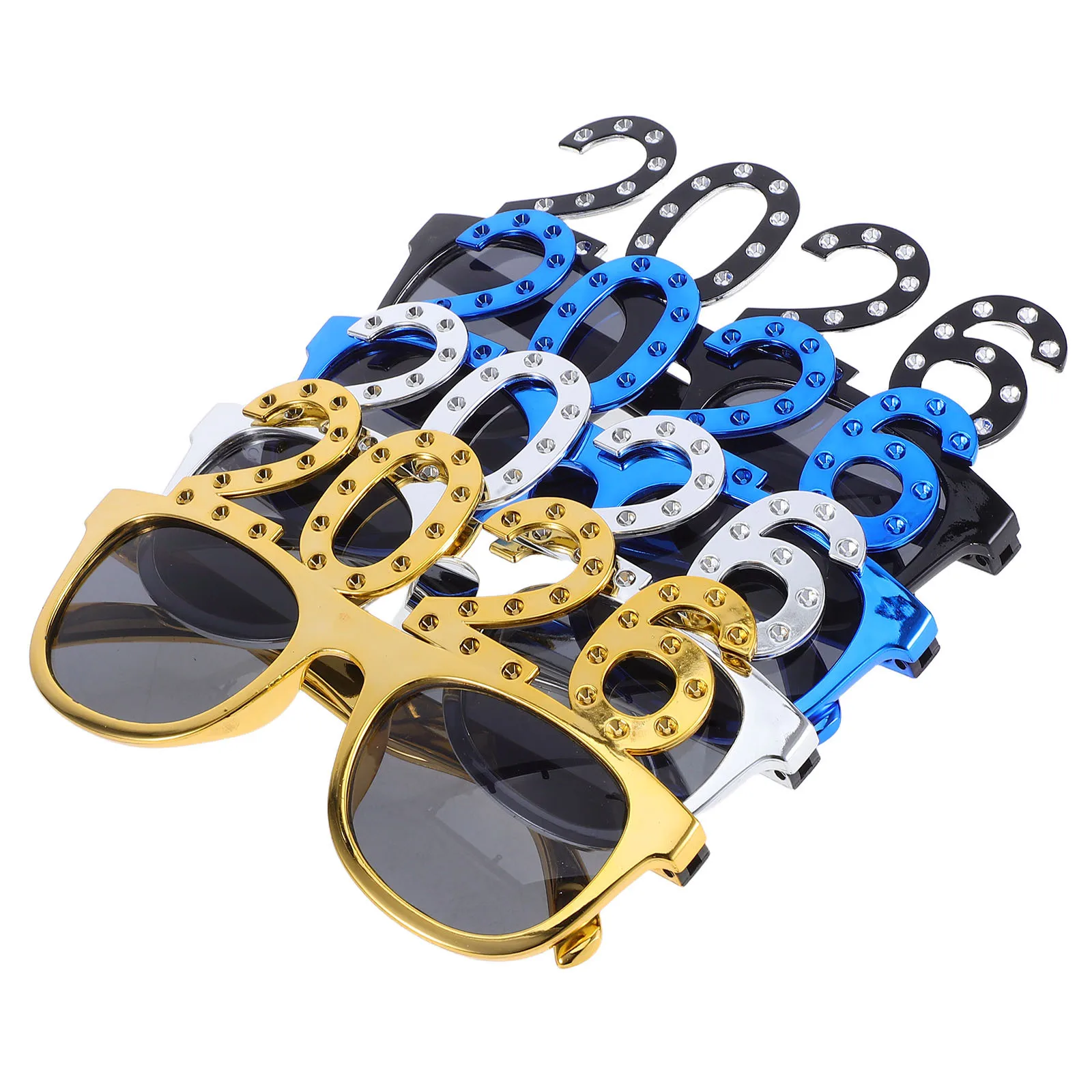 

4Pcs 2026 New Year Eyeglasses Fun Photo Props Lightweight Holiday Party Accessories Happy New Year Props Holiday Glasses