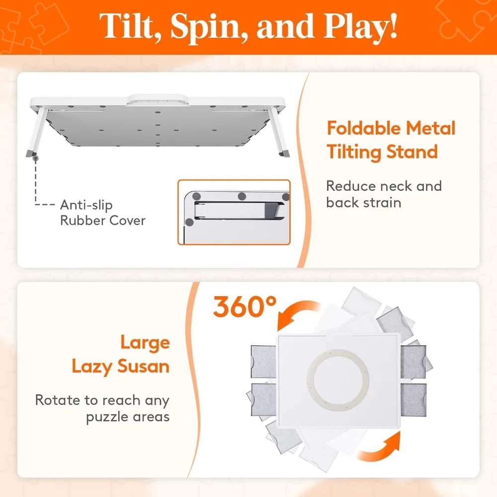 1500개 2-in-1 회전 및 기울기 퍼즐 보드(분할된 서랍 포함), 보호 커버, 휴대용 직소 퍼즐 테이블