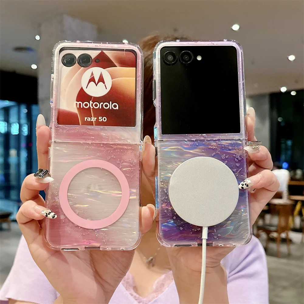 

For Motorola Moto Razr 70 60 Pro 50 Ultra Glitter Phone Case Magnetic Hard Shell Protective For Moto Razr 70 Ultra Back Cover