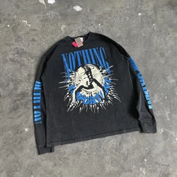 Yao Fashion Saint OF Michael Men Clothing Tops Graphics Print Long Sleeve Tee Streetwear Casual Oversize Vintage T Shirt For Men