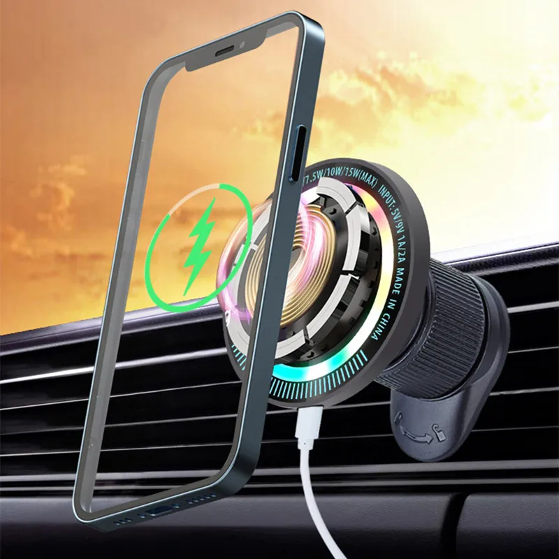 

15W Car Wireless Charging Cradle Magnetic Holder For Apple Magsafe iPhone 14 15 Pro Max Samsung Induction Charger Dock Station