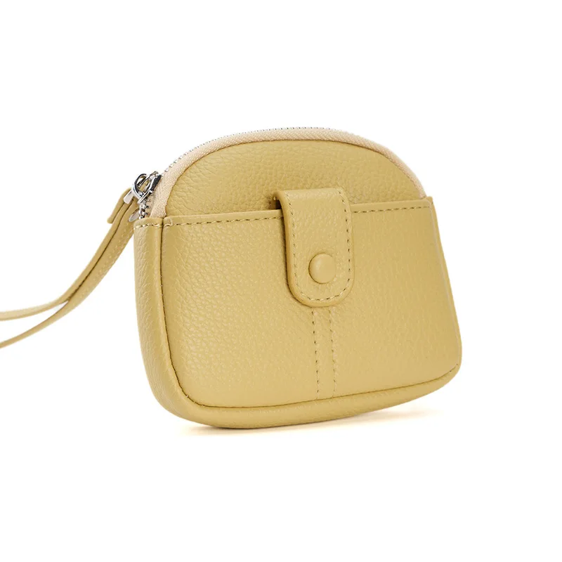 محفظة نسائية مستديرة من الجلد الناعم من البولي يوريثان بلون الحلوى، سلسلة مفاتيح، بطاقة، تخزين العملات المعدنية، حبل محمول باليد، محفظة نسائية