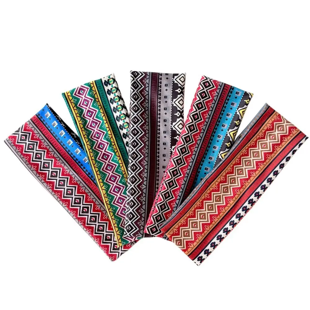 Fashion Ethnic Print Yoga Headband Sweat-absorbent Elastic Sport Hairband Breathable Soft Makeup Headband Sports