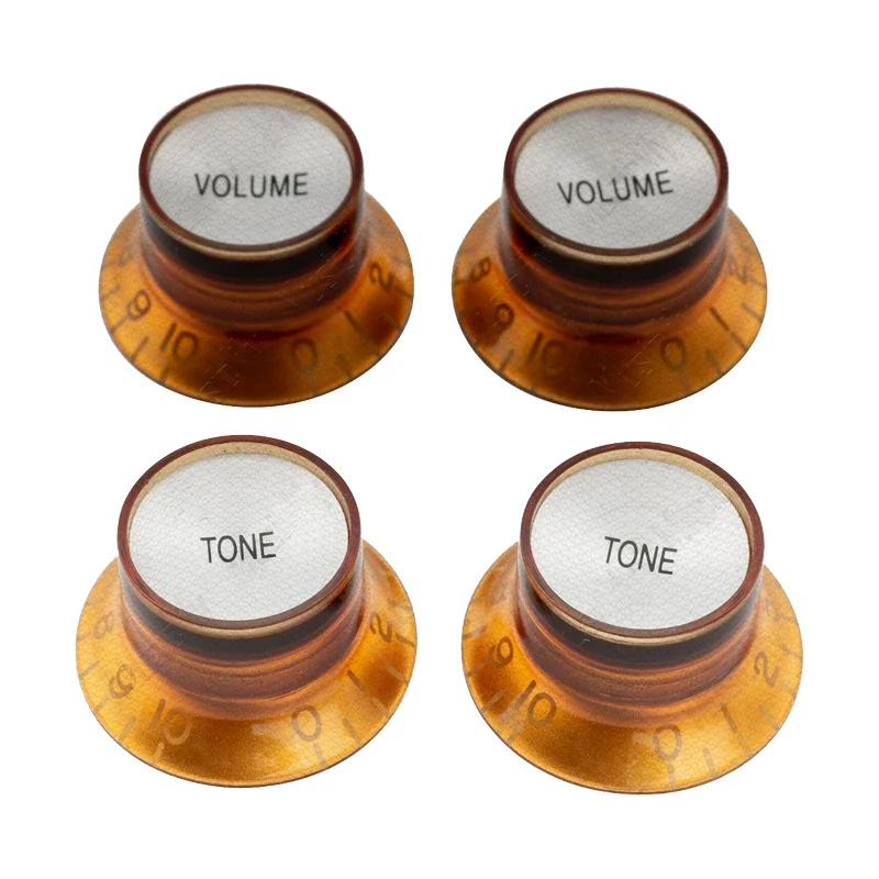 Pro Inch Size Fine 24-Spline Top Hat Bell Knobs Tone Volume Control Switch Topper for USA LP SG Electric Guitar (Set of 2T2V)