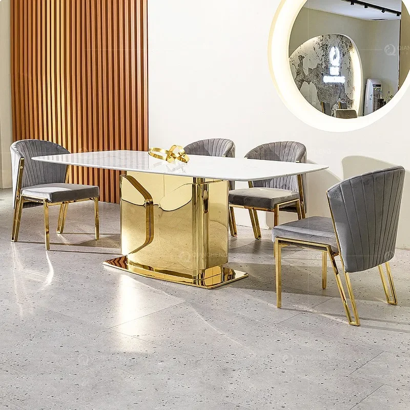 OJ Modern Luxury Marble Rectangle Dining Table for Hotel Project Contract Restaurant Furniture V