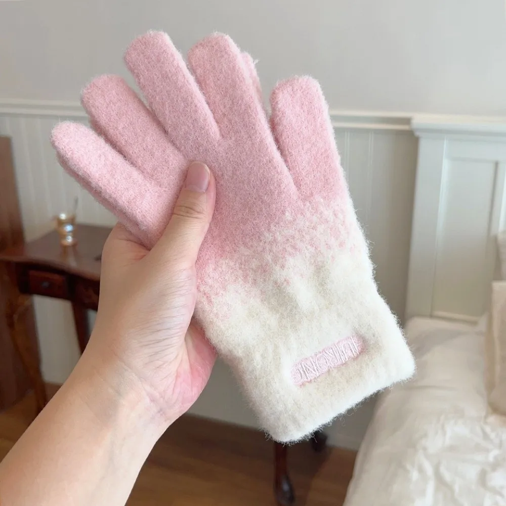 Thickened Knitted Gloves Snowflake Gradient Color Touch Screen Cold-proof Gloves keep Warm High Elasticity Five Finger Gloves