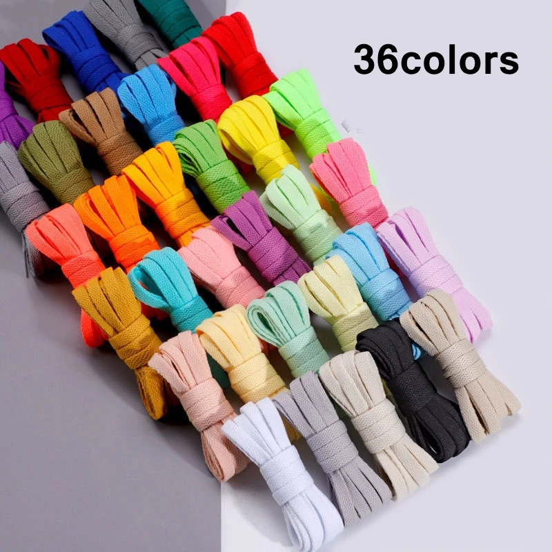 Cordones planos para zapatos clásicos, cordones de goma para zapatillas deportivas blancas, cuerdas para zapatos informales, 36 colores, 1 par