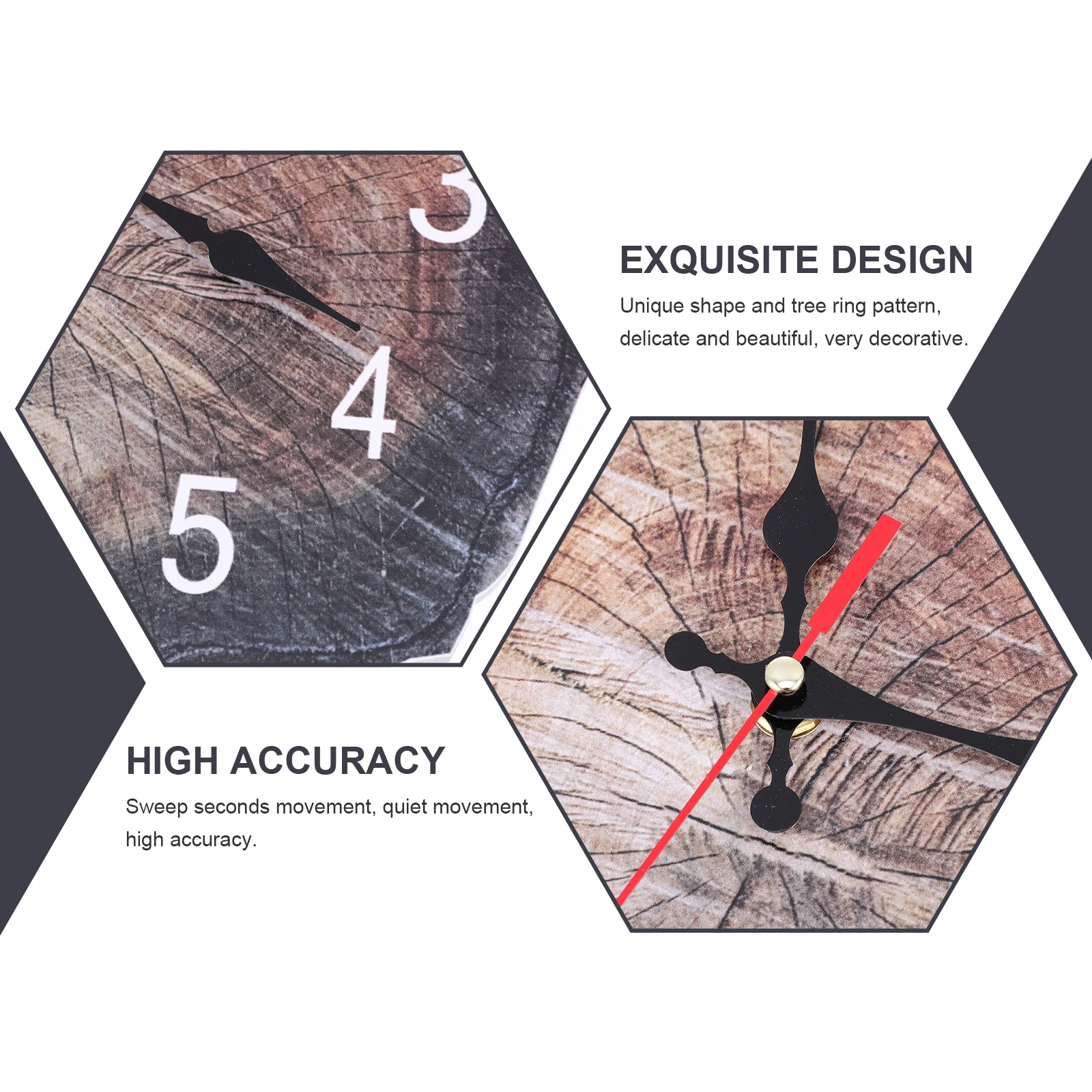 

Stylish Clock Annual Ring Wood Design Hanging Ornament for Living Room Bedroom Housewarming Gift Stylish Clock