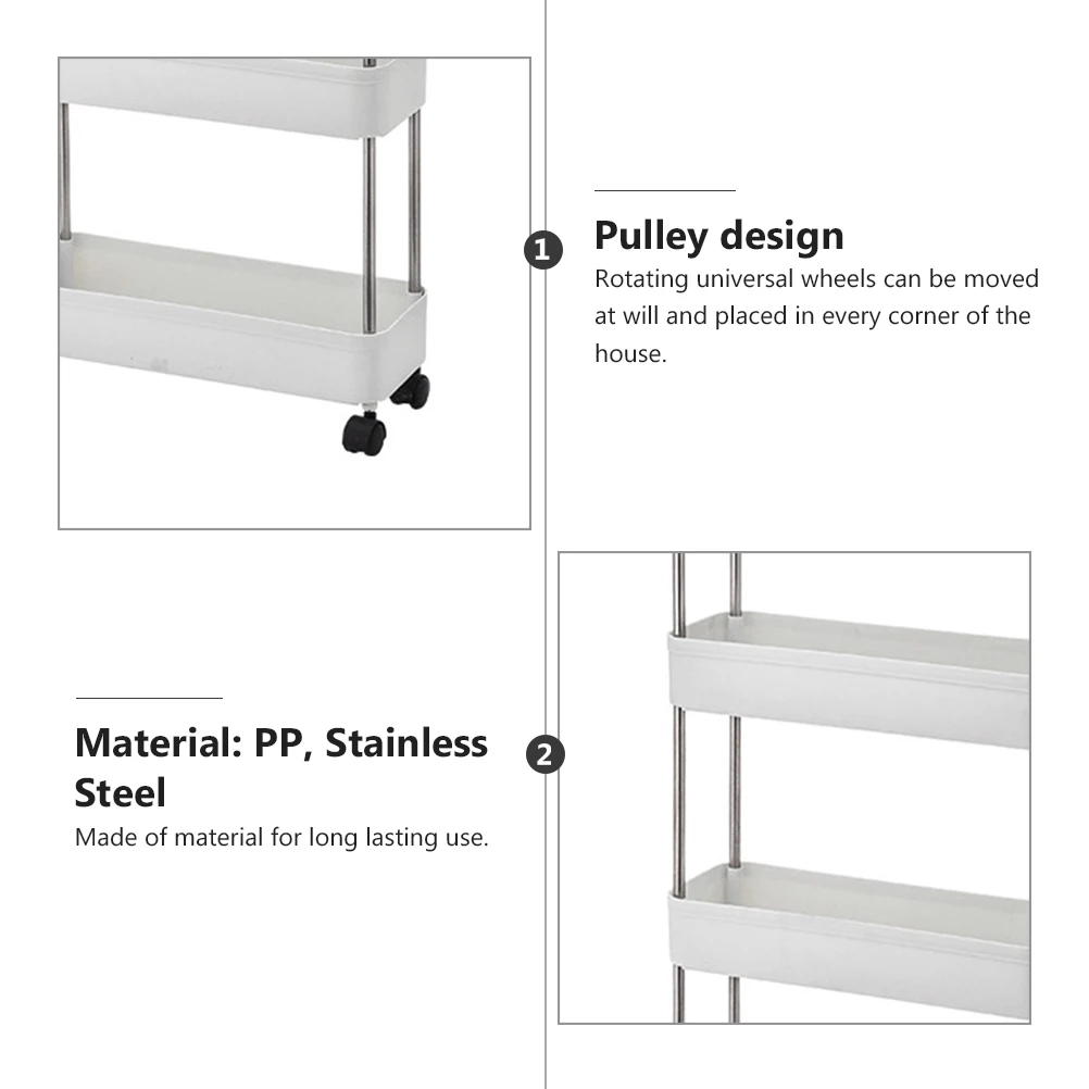 

Storage Cart Organizer Bathroom Laundry Cart with Wheels Large Capacity PP Basket Home Storage Rack for Kitchen Bedroom
