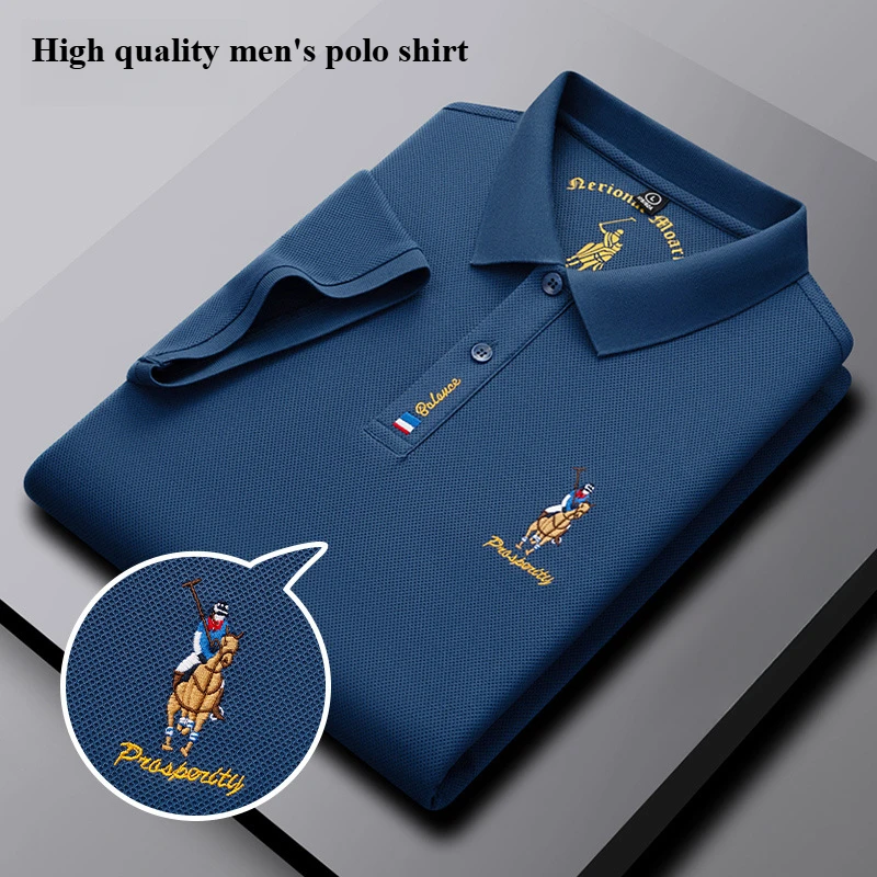 

Men's Embroidered Business Casual Solid Color Fashionable Short Sleeve Polo Shirt Summer T-shirt Comfortable And Breathable Top