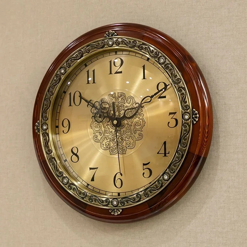 Large Solid Wood Retro Wall Clock Living Room American European Silent Bedroom Creative Watch Home Relogio De Parede Gift FZ635