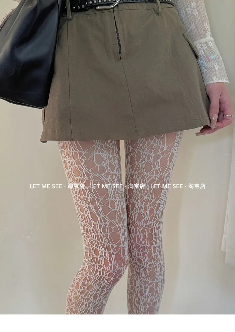 Irregular Weave Fishnet Stockings Japanese Y2K Subculture Sexy Hot Girl Mesh Hollow Out Stockings Cool Slimming Leggings Ladies