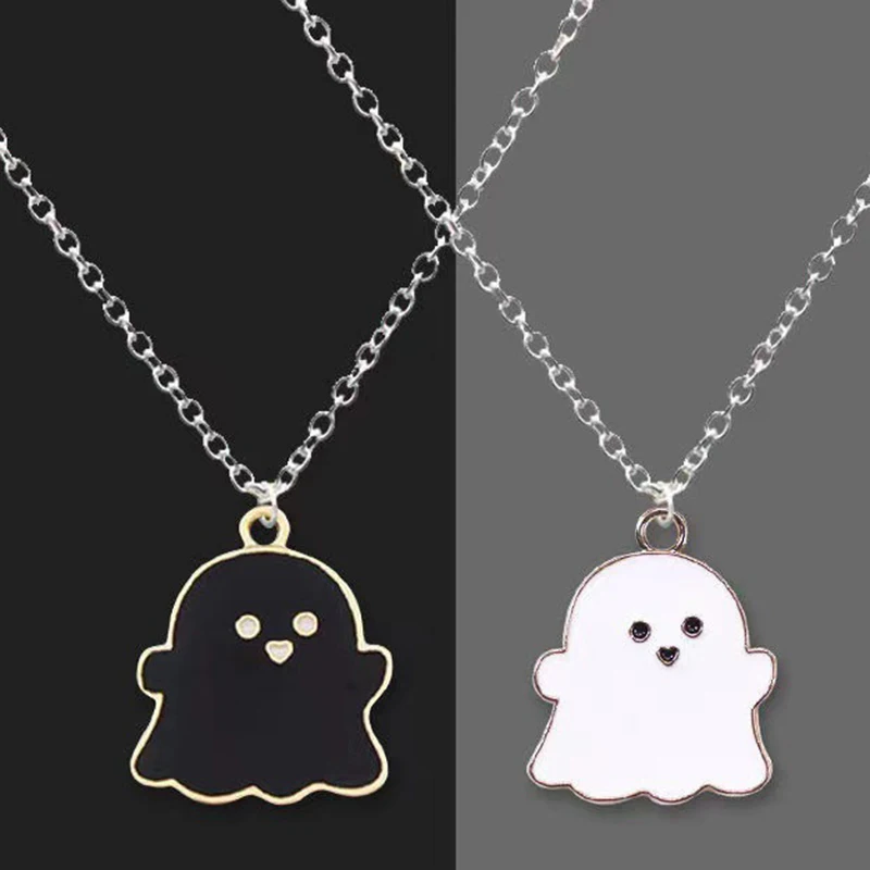 لطيف الكرتون زوجين قلادة القلائد ، شبح جميل ، الصداقة القلائد ، موضة مجوهرات لأفضل صديق ، الرجال والنساء ، هالوين هدية #2