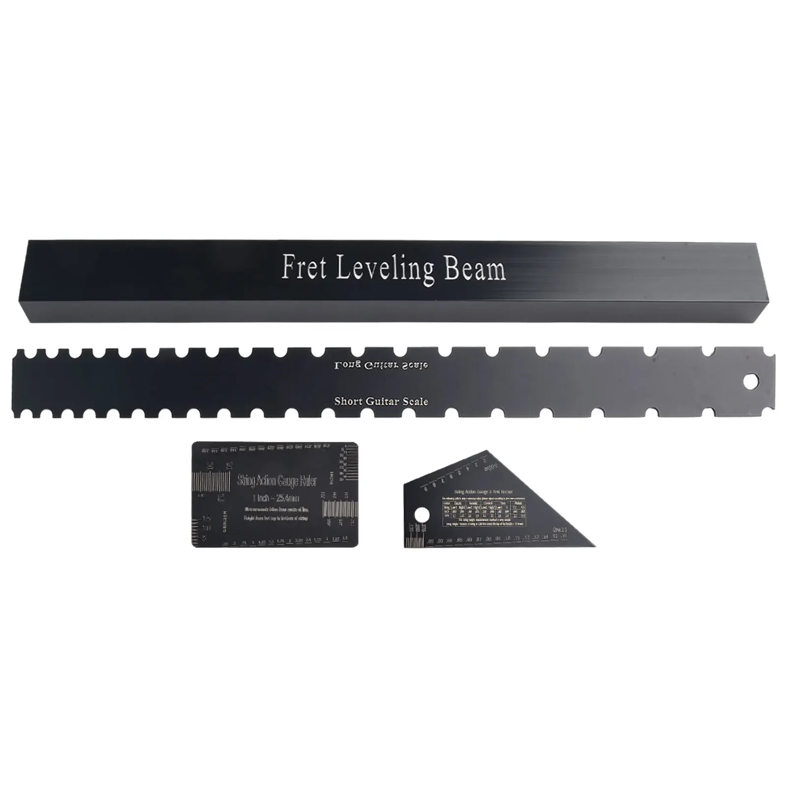 4 PCS Luthier Tools Guitar Necks Straight Edges Fret Leveling Beam Ruler Kit Set Guitar Luthier Tools Black Parts
